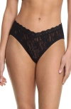 Hanky Panky Signature Lace V-front Brief High Cut Briefs Black In Black