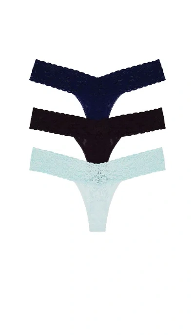 Hanky Panky High Cut Thong 3pk In Black  Almond & Retrograde
