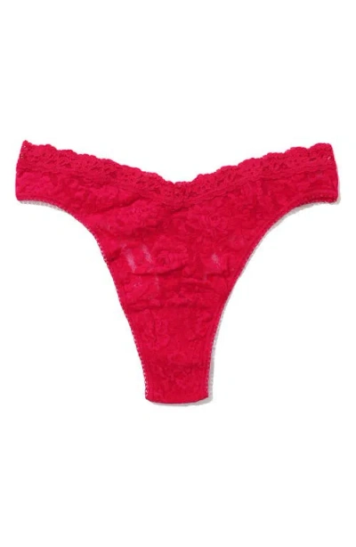 Hanky Panky High Leg Lace Thong In Beet Juice Red