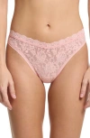 Hanky Panky High Leg Lace Thong In Pretty In Peach