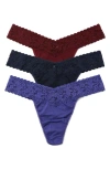 Hanky Panky Holiday Cracker Assorted 3-pack Original Rise Cotton Thongs In Multi