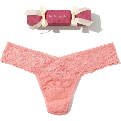 Hanky Panky Holiday Cracker Low Rise Thong In Pink