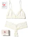 HANKY PANKY HANKY PANKY HONEYMOON CROTCHLESS THONG AND BRALETTE SET WITH $24 CREDIT