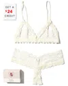 Hanky Panky Honeymoon Lace Crotchless Thong And Bralette Set