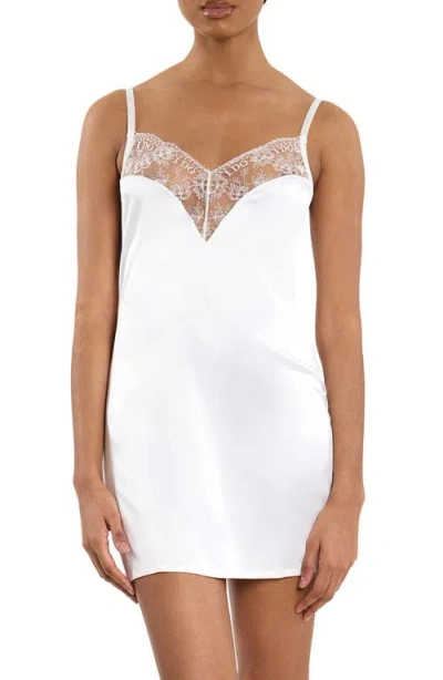 Hanky Panky I Do Lace Trim Satin Chemise In White