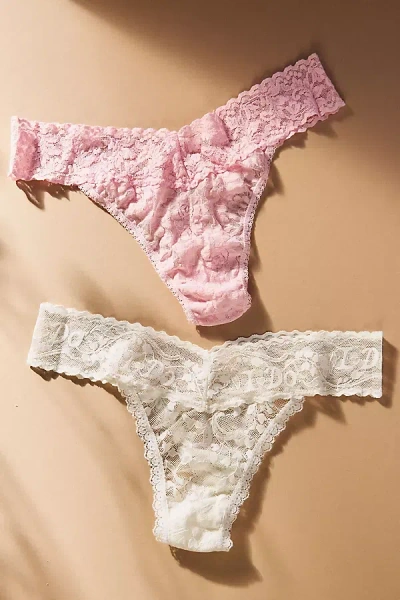 Hanky Panky I Do Shimmer Original Rise Thongs, Set Of 2 In Pink