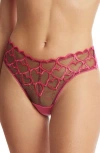 Hanky Panky I Heart You Thong In Black/pink