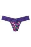 Hanky Panky Indigo Stripe Dreamease Low Rise Thong In Loves Me/loves Me Not