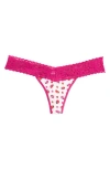 Hanky Panky Dream Lace Trim Modal Low Rise Thong In Pink Ladybug