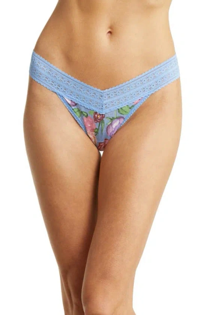 Hanky Panky Indigo Stripe Dreamease Original Rise Thong In Chatsworth House Gardens
