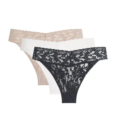 Hanky Panky Lace Low-rise Thongs In Multi