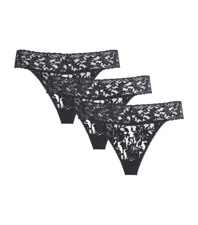 Hanky Panky Lace Low-rise Thongs In Black