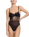 Hanky Panky Sheer Seduction Lace Inset Bodysuit In Black