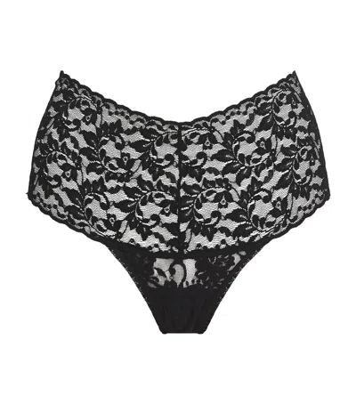 Hanky Panky Lace Retro High-rise Thong In Black