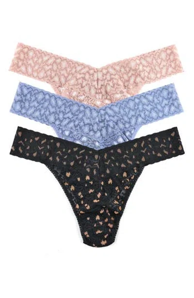 Hanky Panky Leopard Cross Dye Assorted 3-pack Original Rise Thongs In Animal Print