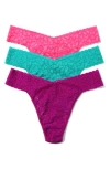 Hanky Panky Leopard Cross Dye Assorted 3-pack Original Rise Thongs In Purple
