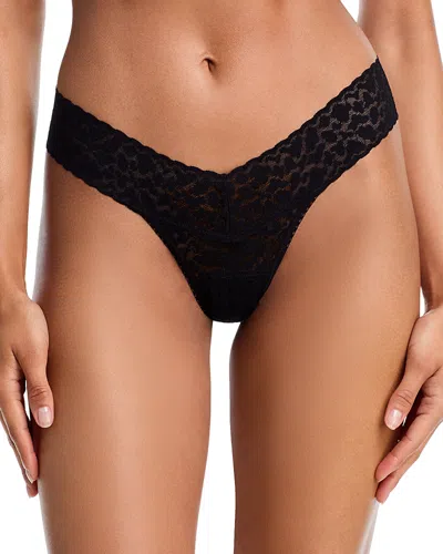 Hanky Panky Leopard Lace Low Rise Thong In Black