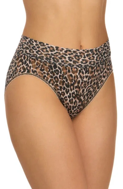 Hanky Panky Leopard Print Signature Lace French Briefs In Brown/black
