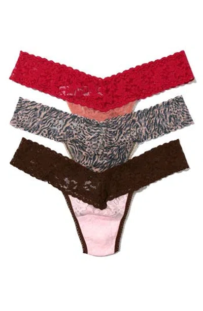 Hanky Panky Low Rise Lace Thongs In Multi