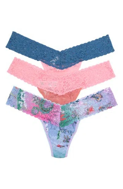 Hanky Panky Low Rise Lace Thongs In Multi