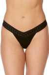 Hanky Panky Low Rise Lace Trim Thong In Black