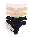 Hanky Panky Low-rise Thongs, Set Of 3 In Black/bliss Pink/chai
