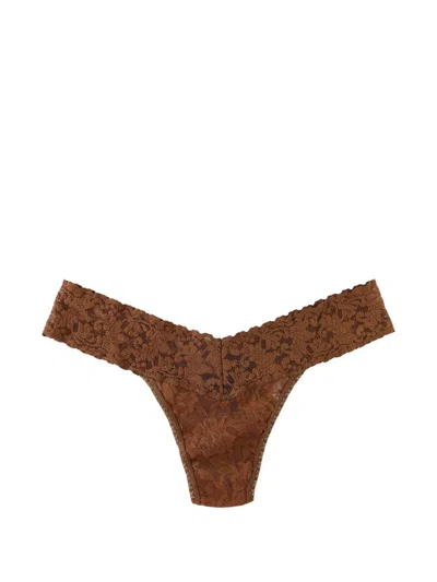 Hanky Panky Low-rise Lace Thong In Brown