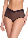 Hanky Panky Mesh High Cut Thong Panties In Black
