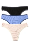 Hanky Panky Set Of 3 Natural Thong In Multi