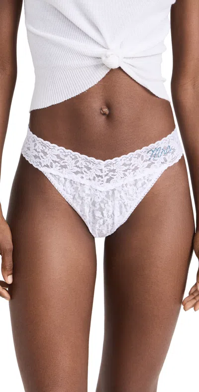 Hanky Panky Mrs. Original Rise Thong In White/blue