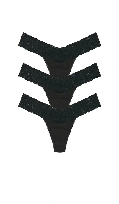 Hanky Panky Multipacks Supima Cotton Low Thong 3 Packs In Black