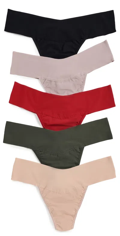 Hanky Panky Natural Rise Thong Five Pack Multi