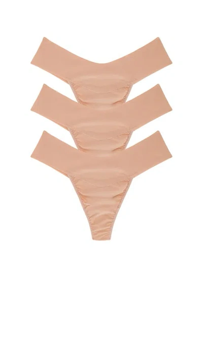 Hanky Panky Natural Rise Thongs 3 Pack In Taupe