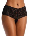 Hanky Panky Crotchless Retro Lace Thong In Black
