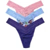 Hanky Panky Original Rise Assorted Thongs In Lavt/chtw/epur