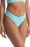 Hanky Panky Original Rise Lace Thong In Aquatic Blue