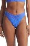 Hanky Panky Original Rise Lace Thong In Blue Solace