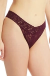 Hanky Panky Original Rise Lace Thong In Dried Cherry