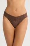 Hanky Panky Original Rise Lace Thong In Dutch Chocolate