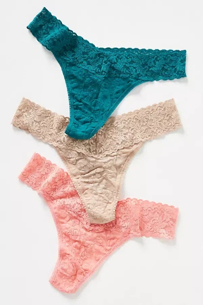 Hanky Panky Original Rise Lace Thongs, Set Of 3 In Multi