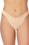 Hanky Panky Original Rise Lace Trim Thong In Brown
