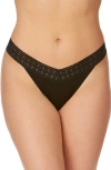 Hanky Panky Original Rise Lace Trim Thong In Black