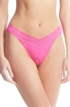 Hanky Panky Original Rise Lace Trim Thong In Pink