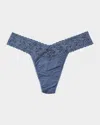 Hanky Panky Cotton With A Conscience Original-rise Thong In Washed Indigo Blue