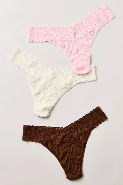 Hanky Panky Original Rise Thongs, Set Of 3 In Ivory