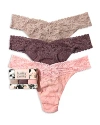 Hanky Panky Assorted 3-pack Lace Original Rise Thongs In Still Life