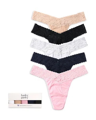 Hanky Panky Original Rise Thongs, Set Of 5 In Multi
