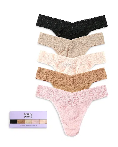 Hanky Panky Original-rise Thongs, Set Of 5 In Multi