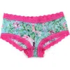 Hanky Panky Patterned Lace Boyshort In Capri Bloom/hibiscus Pink