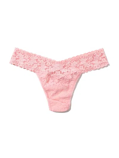 Hanky Panky Petite Size Signature Lace® Low Rise Thong In Pink